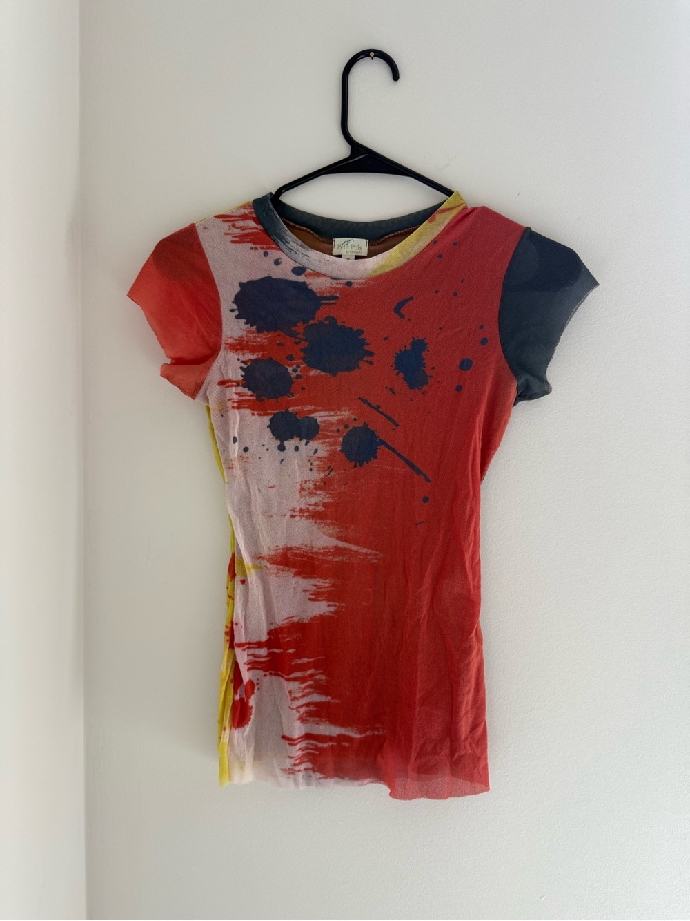 Mesh Red Paint Splatter Short Sleeve Tee